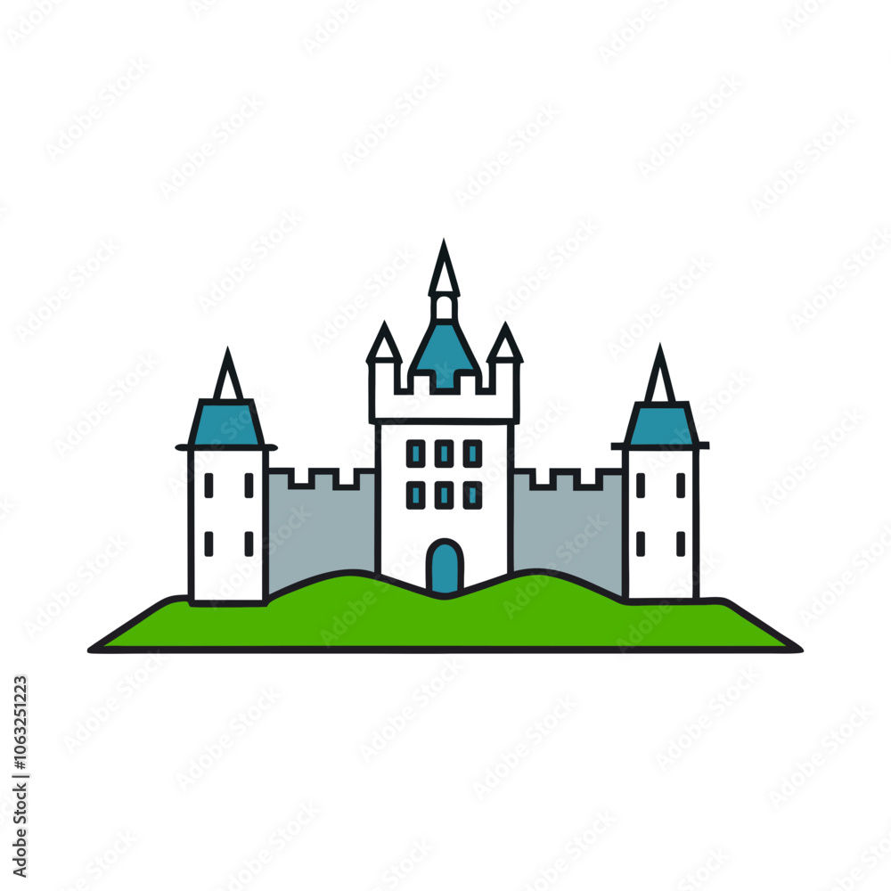 Obraz premium Balmoral building vector art outline coloring