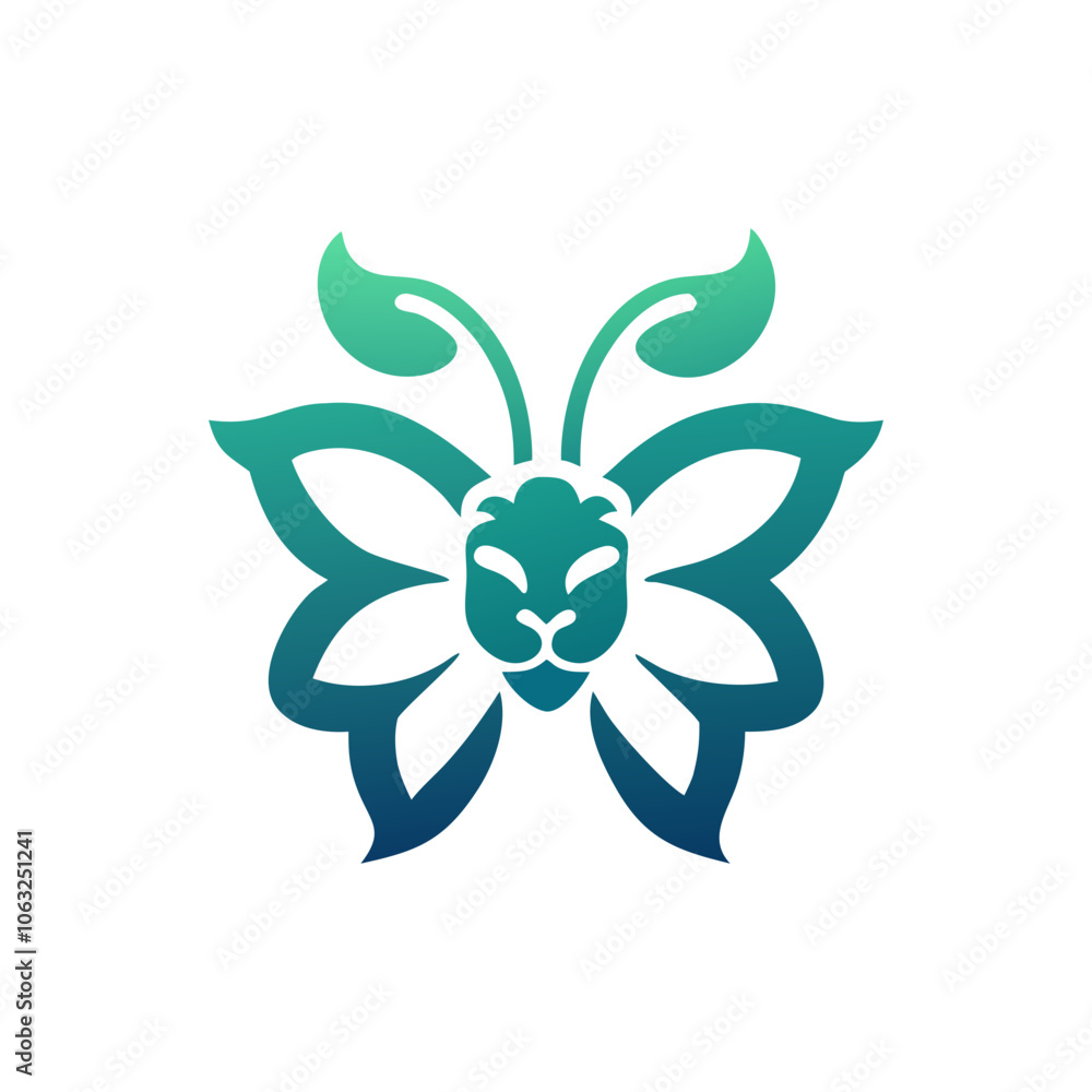 Butterfly and tiger face icon logo vector art design with white background Butterfly and tiger face icon logo vector art design with white background
