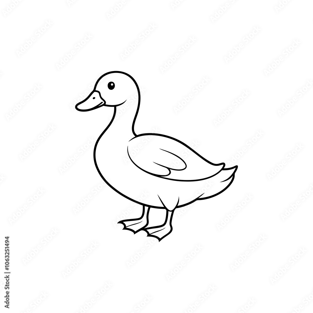 Duck line art vector on white background Duck line art vector on white background