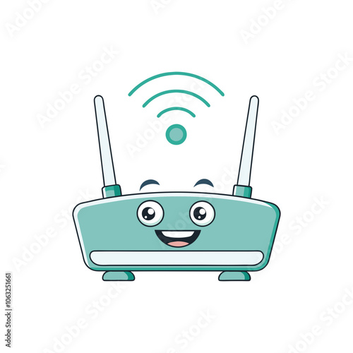 Funny Wi-Fi router vector art design