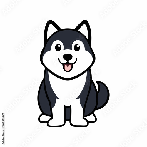 Funny Alaskan malamute vector art design