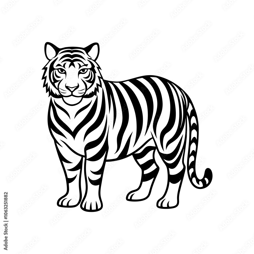 Tiger silhouette of vector black and white Tiger silhouette of vector black and white
