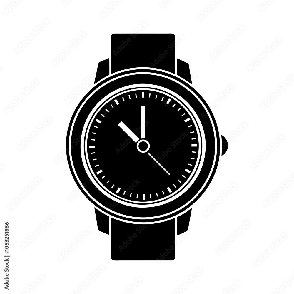 Watch silhouette vector art on white background