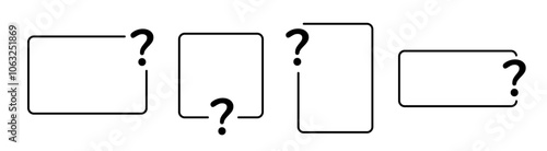Set of empty question frame. Border with black question mark in minimalistic style.