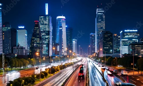 Wallpaper Mural Time-lapse of a busy highway in a bustling city Torontodigital.ca