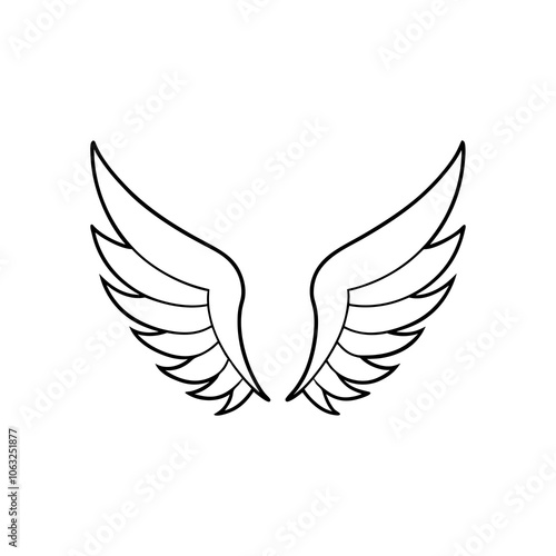 Wings line art vector on white background