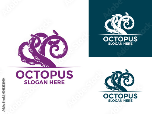 Octopus logo design vector, Octopus Tentacle logo design template
