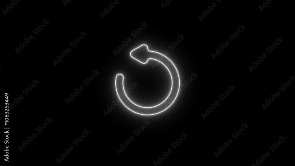 left direction neon glowing arrow circle red color animation. circle arrow, refresh, reload illumination. left direction neon glowing arrow circle red color animation. circle arrow, refresh, reload illumination.