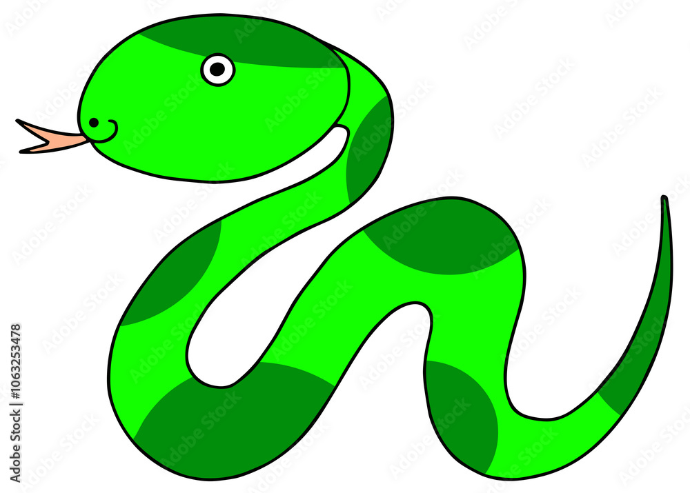 Fototapeta premium 動物キャラクターイラスト - 動物・アニマル・爬虫類・蛇・スネーク