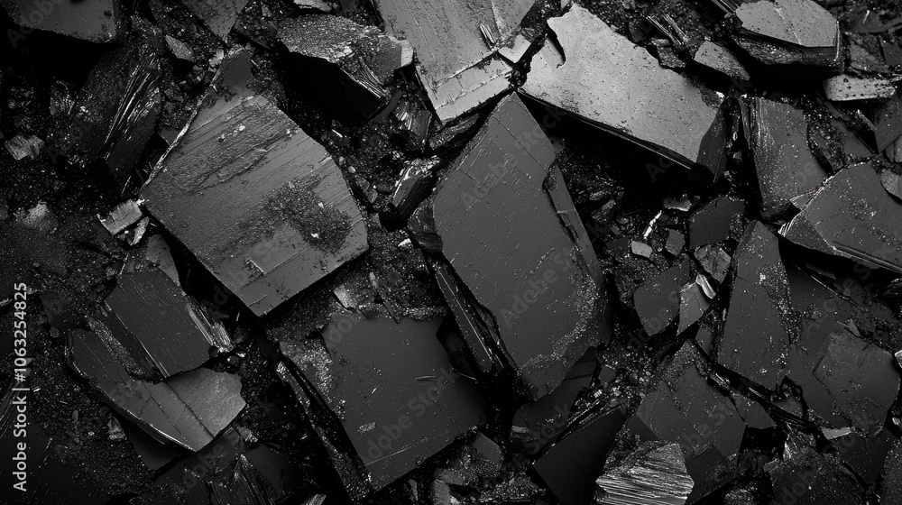 Detailed close up of textured black coal fragments ideal for themes related to industry or natural resources in photography Detailed close up of textured black coal fragments ideal for themes related to industry or natural resources in photography