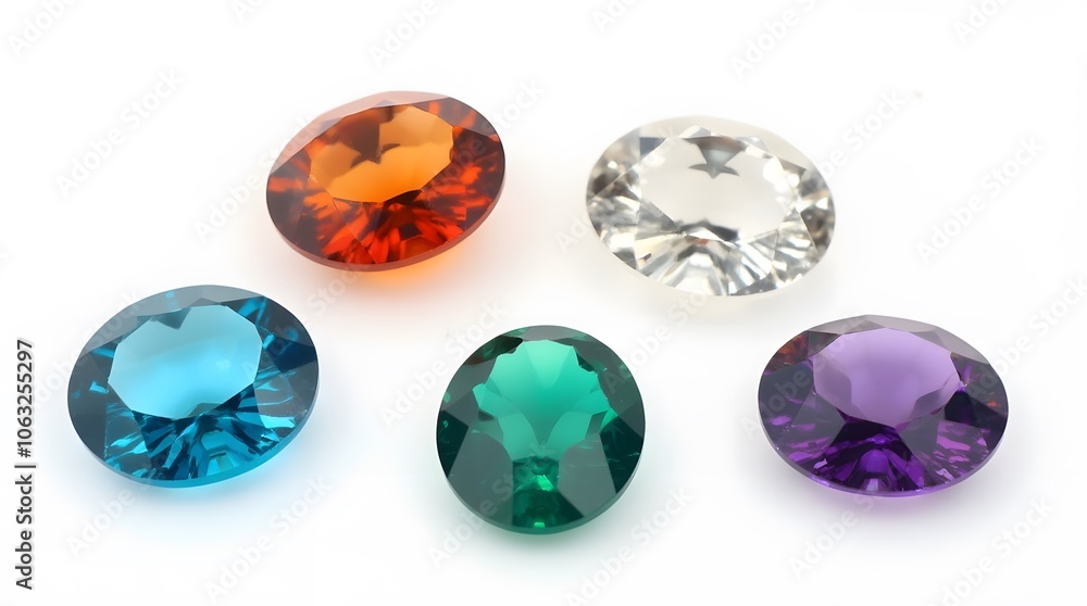 Colorful Gemstones on White Background Colorful Gemstones on White Background