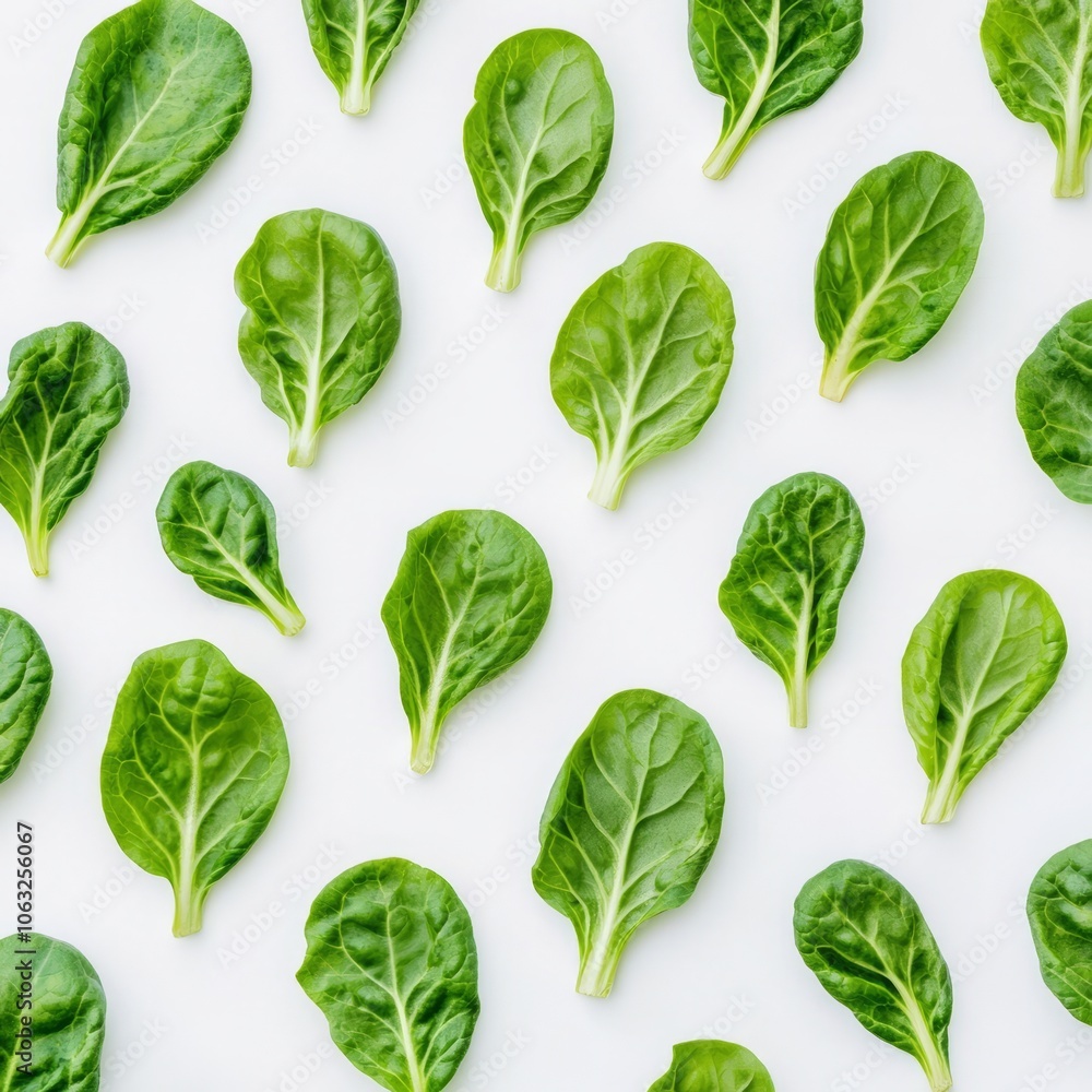 Fresh green spinach leaves arranged on a white background. Fresh green spinach leaves arranged on a white background.