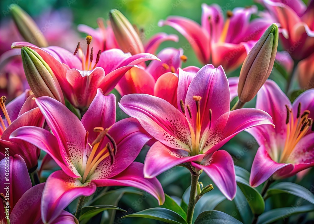 Shocking Pink Lily Drone Shot - Realistic AI Photo Shocking Pink Lily Drone Shot - Realistic AI Photo