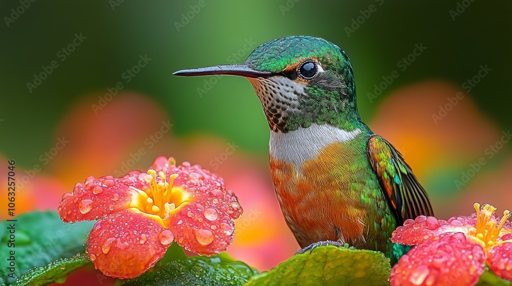 Fototapeta premium green and brown hummingbird