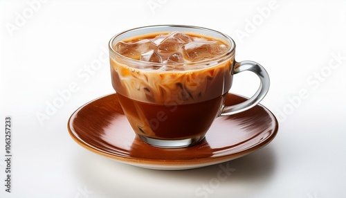 Cup of tasty cold coffee on isolate White background, PNG