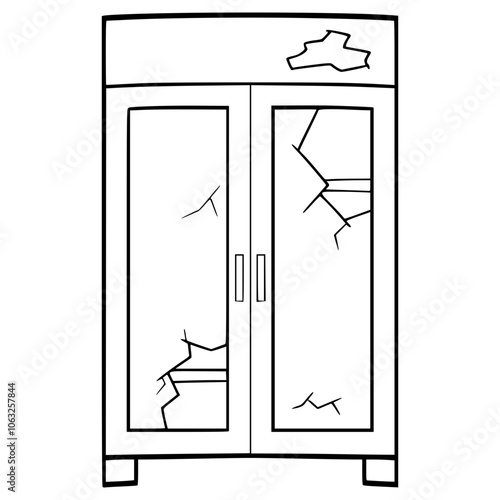broken closet illustration hand drawn outline vector