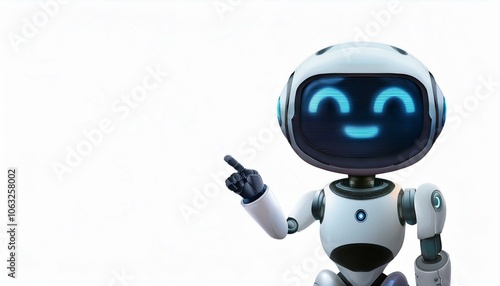 cute robot pointing at a space isolate on White background PNG