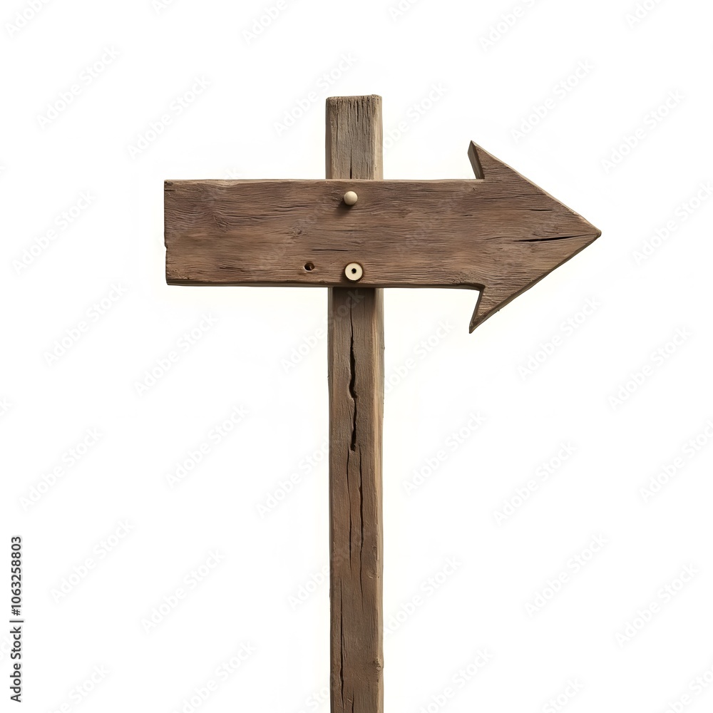 Natural wooden arrow sign with grain texture ISOLTED IN WHITE BACKGROUND Natural wooden arrow sign with grain texture ISOLTED IN WHITE BACKGROUND
