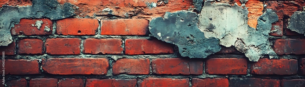 Weathered Brick Wall with Peeling Plaster Weathered Brick Wall with Peeling Plaster