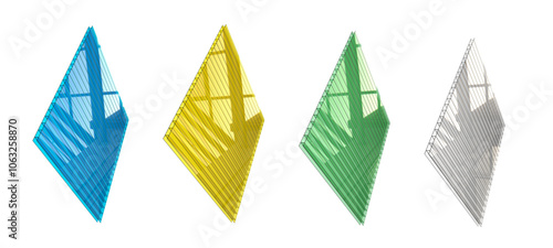 Cuadro en lienzo multi-colored cellular polycarbonate sheets for greenhouses in four colors (blue, yellow, green, and clear)