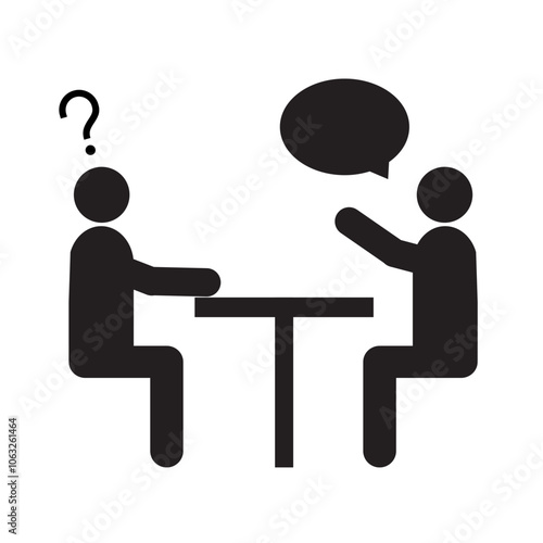 打ち合わせシーンのシルエットイラスト３
