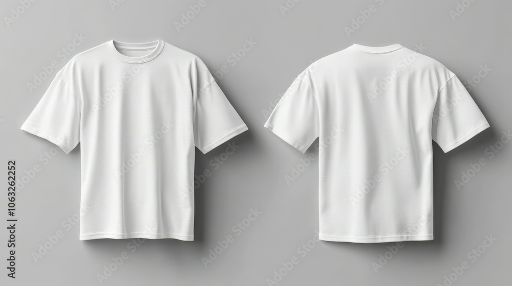 Mockup of white oversize t-shirt with front and back views Mockup of white oversize t-shirt with front and back views