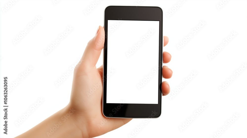 hand holding smartphone isolated on white background hand holding smartphone isolated on white background