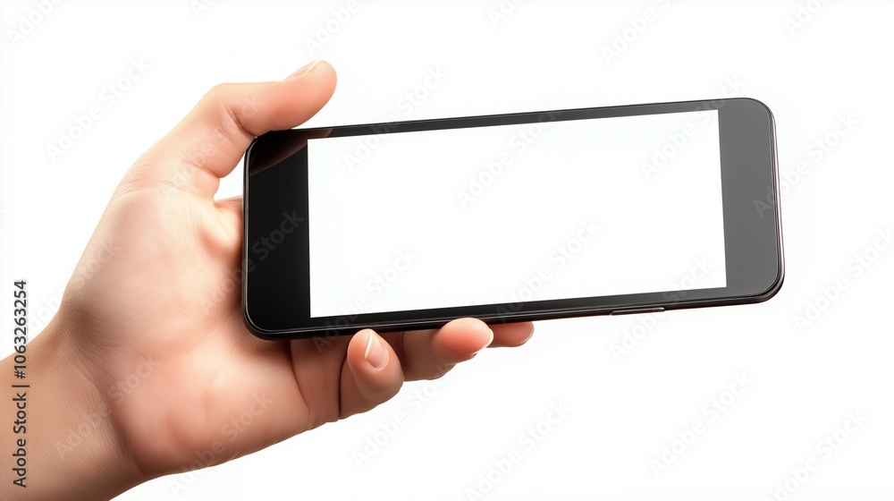 hand holding smartphone isolated on white background hand holding smartphone isolated on white background