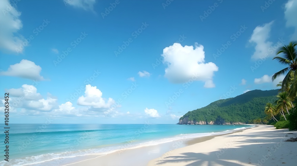 Beautiful beach and sea with Blue Sky Background at Mai Khao Beach Beautiful beach and sea with Blue Sky Background at Mai Khao Beach