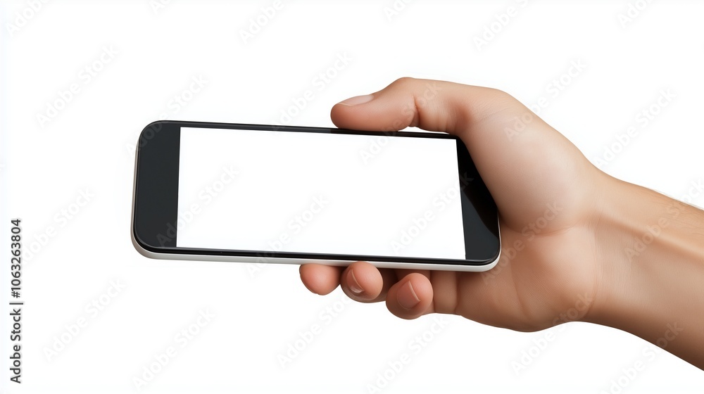 hand holding smartphone isolated on white background hand holding smartphone isolated on white background