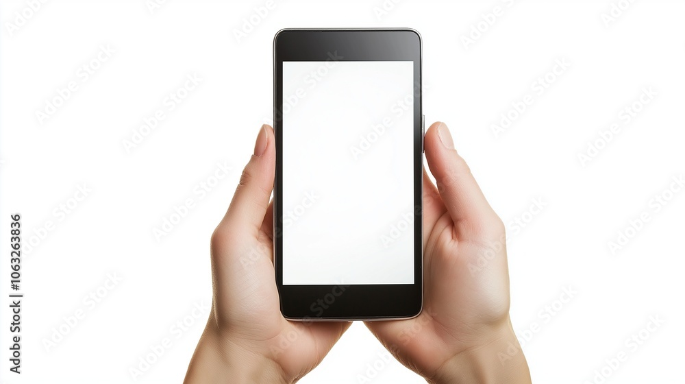 hand holding smartphone isolated on white background hand holding smartphone isolated on white background