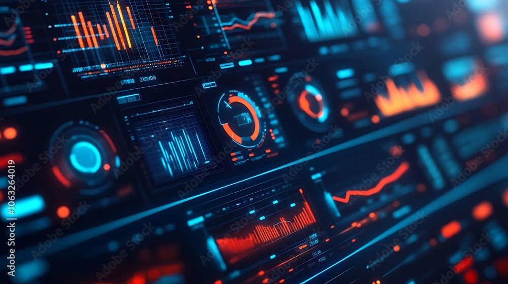 Digital screen displaying data visualizations background Digital screen displaying data visualizations background