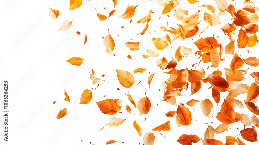 Falling Autumn Leaves on a White Background Falling Autumn Leaves on a White Background