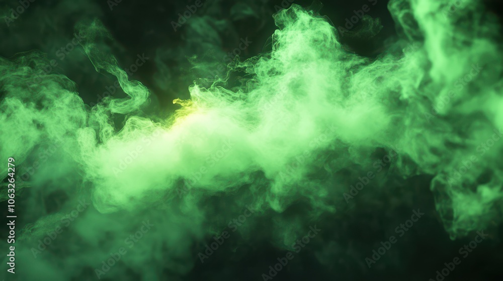 On transparent background, realistic green gas clouds are depicted. On transparent background, realistic green gas clouds are depicted.