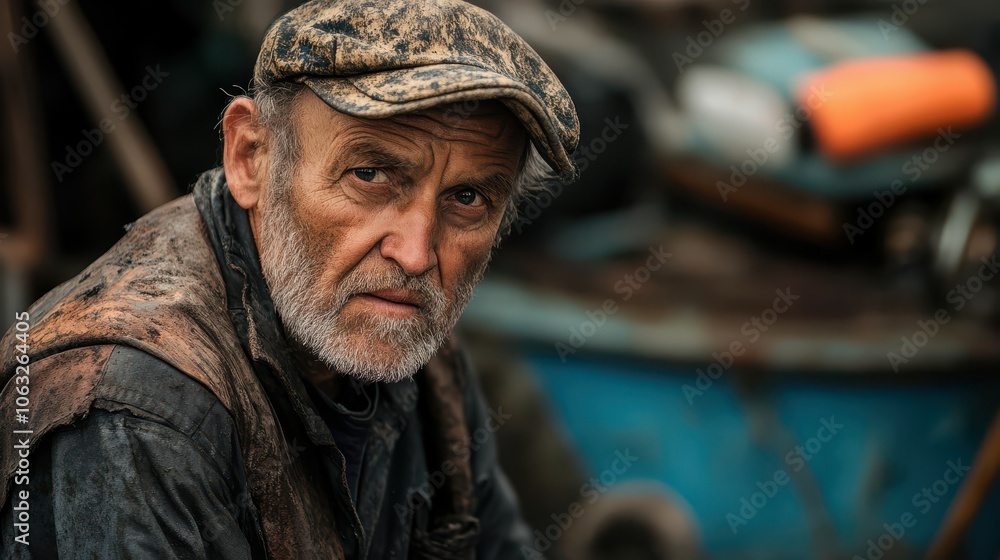 Old dry dock worker, fisherman. Old dry dock worker, fisherman.