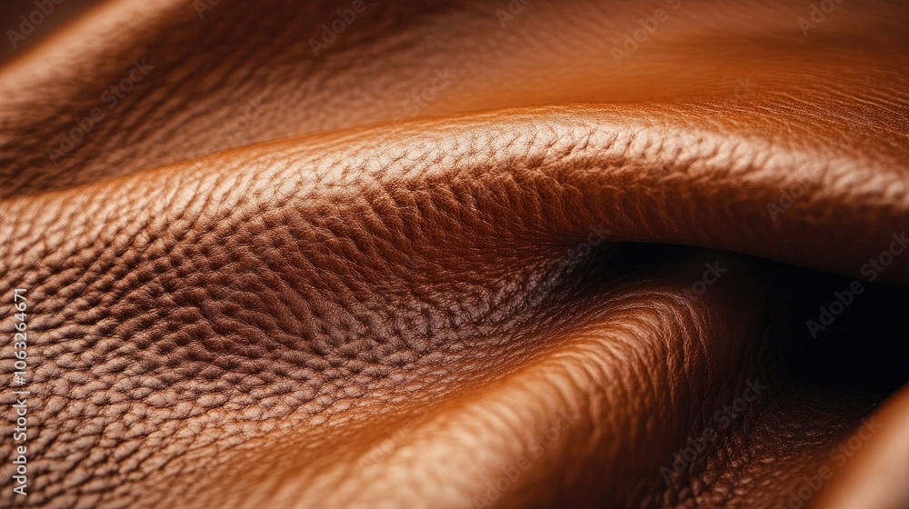 Close up view of a segment of brown leather Close up view of a segment of brown leather