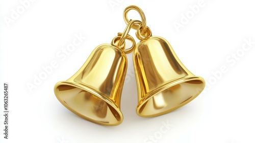 Gold bells 3d isolated on white background