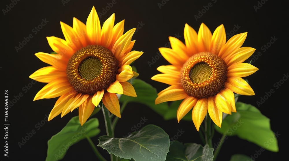 Obraz premium Collection of vibrant sunflowers in full bloom isolated on a clean background