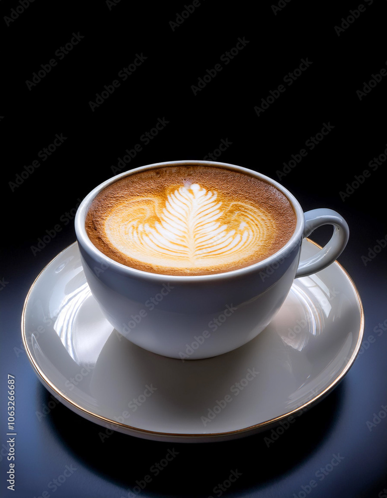 Hot latte coffee in ceramic cup isolated Hot latte coffee in ceramic cup isolated