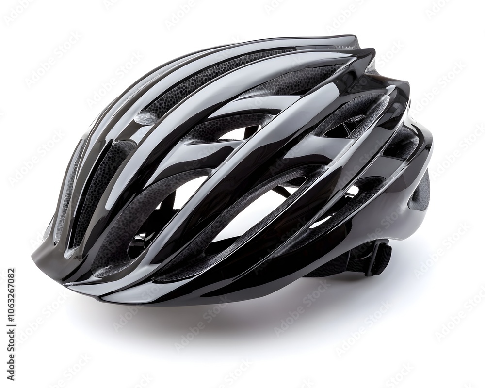 Sleek Aerodynamic Bicycle Helmet for Sporting Goods and Safety Gear Ads on Isolated White Background Sleek Aerodynamic Bicycle Helmet for Sporting Goods and Safety Gear Ads on Isolated White Background