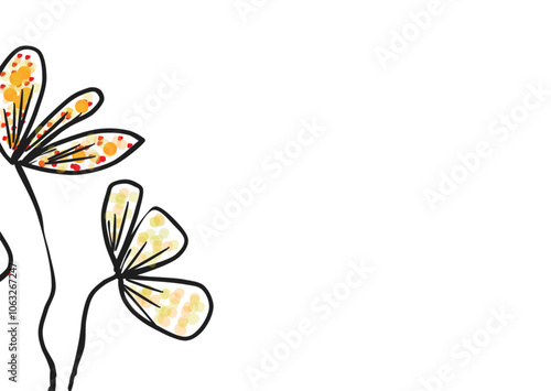 Postcard Stylized Flower Black line art Stylized Illustration handmade