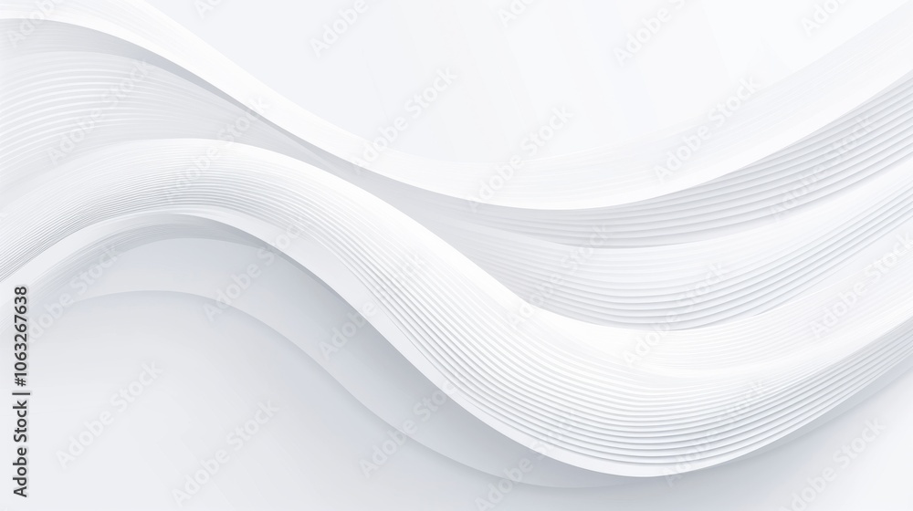Abstract white wave design with layered lines creating a sense of movement and tranquility. Abstract white wave design with layered lines creating a sense of movement and tranquility.