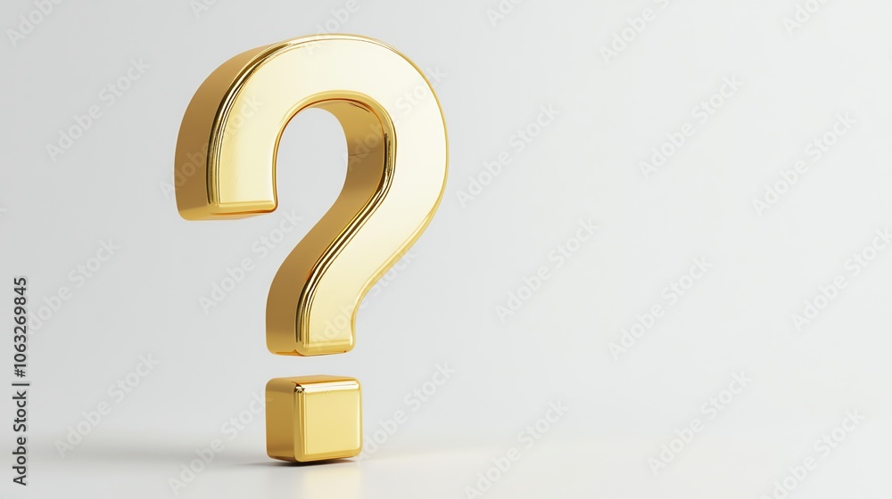 A golden question mark on a white background. A golden question mark on a white background.