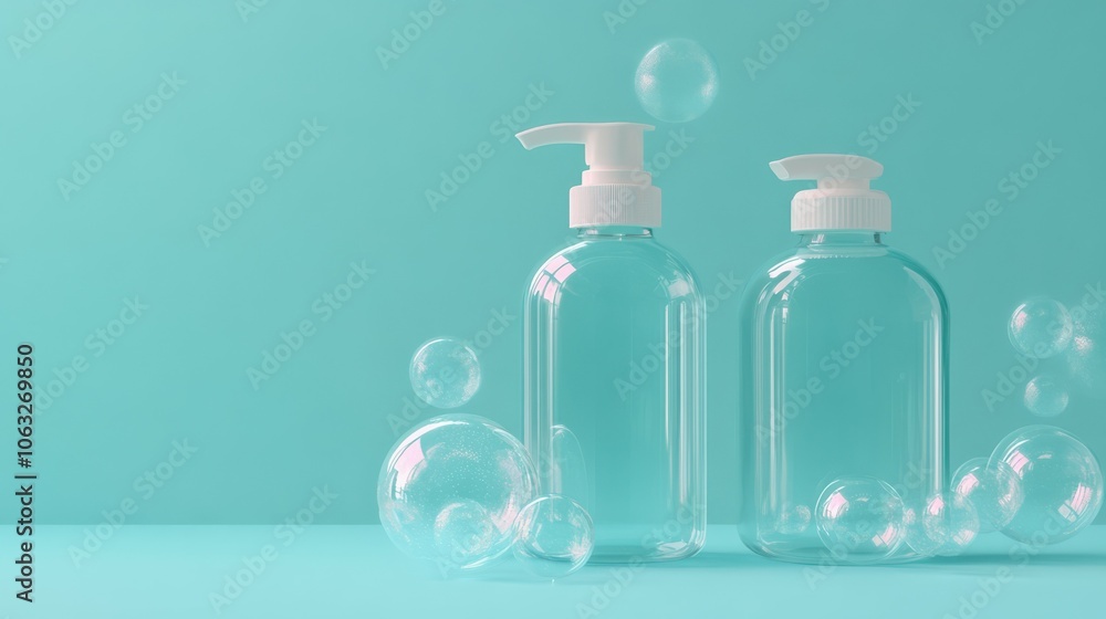 Open and Closed Soap Bubble Bottle Mockup Open and Closed Soap Bubble Bottle Mockup
