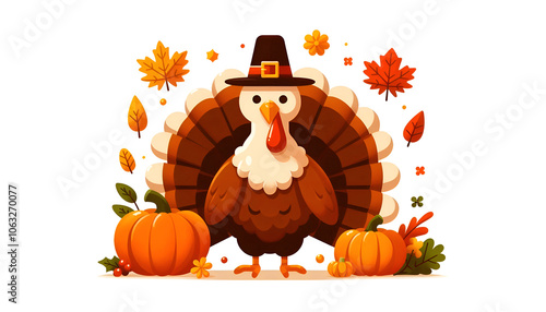 thanksgiving turkey autumn banner simple flat style photo