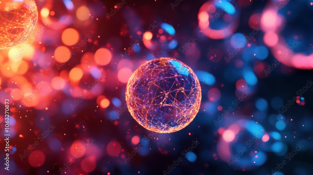 Futuristic Nanotechnology and Miniaturization Abstract background with glowing spheres and molecular structures. Futuristic Nanotechnology and Miniaturization Abstract background with glowing spheres and molecular structures.