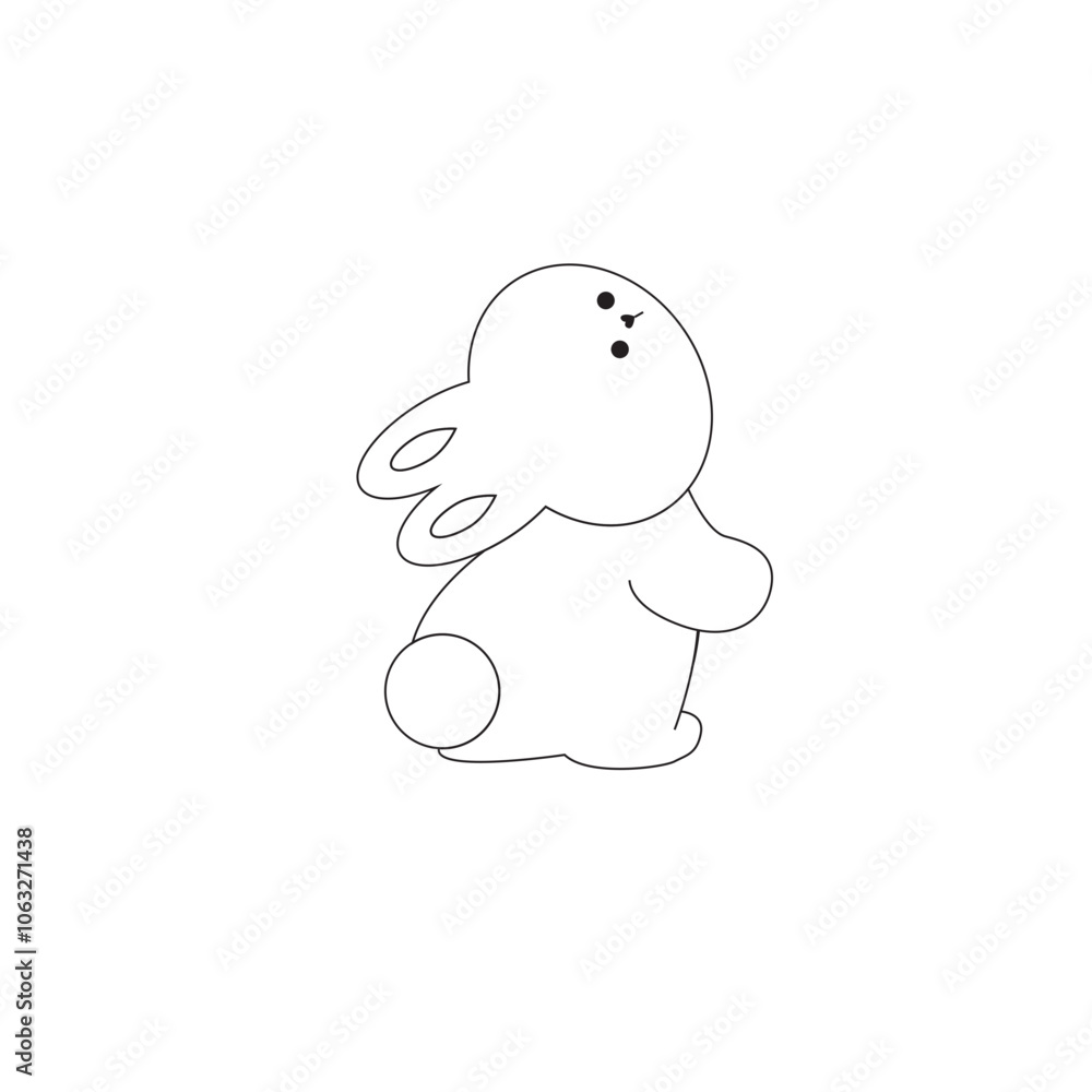 Outline Cute white rabbit, bunny in cartoon style, animal mid autumn decoration, Moon Festival, Chinese Lunar Year of the Rabbit decoration. Outline Cute white rabbit, bunny in cartoon style, animal mid autumn decoration, Moon Festival, Chinese Lunar Year of the Rabbit decoration.