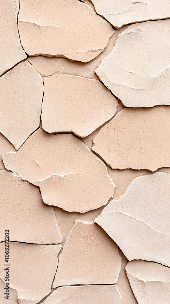 Fototapeta premium Stone wall with decorative tiles of various shapes