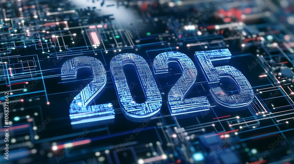 Fototapeta premium Digital Representation of 2025 Highlighting Technology and Innovation