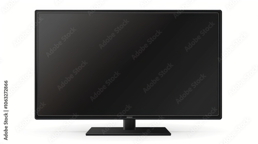 A modern black flat-screen television with a sleek design, showcasing its minimalist aesthetic. A modern black flat-screen television with a sleek design, showcasing its minimalist aesthetic.